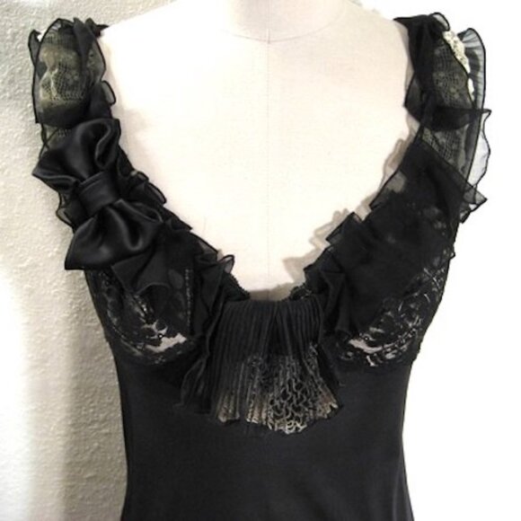 Claire LeFaye Lace Slip Dress Size Small Black Camisole Handmade Lingerie Vtg S - Picture 3 of 5